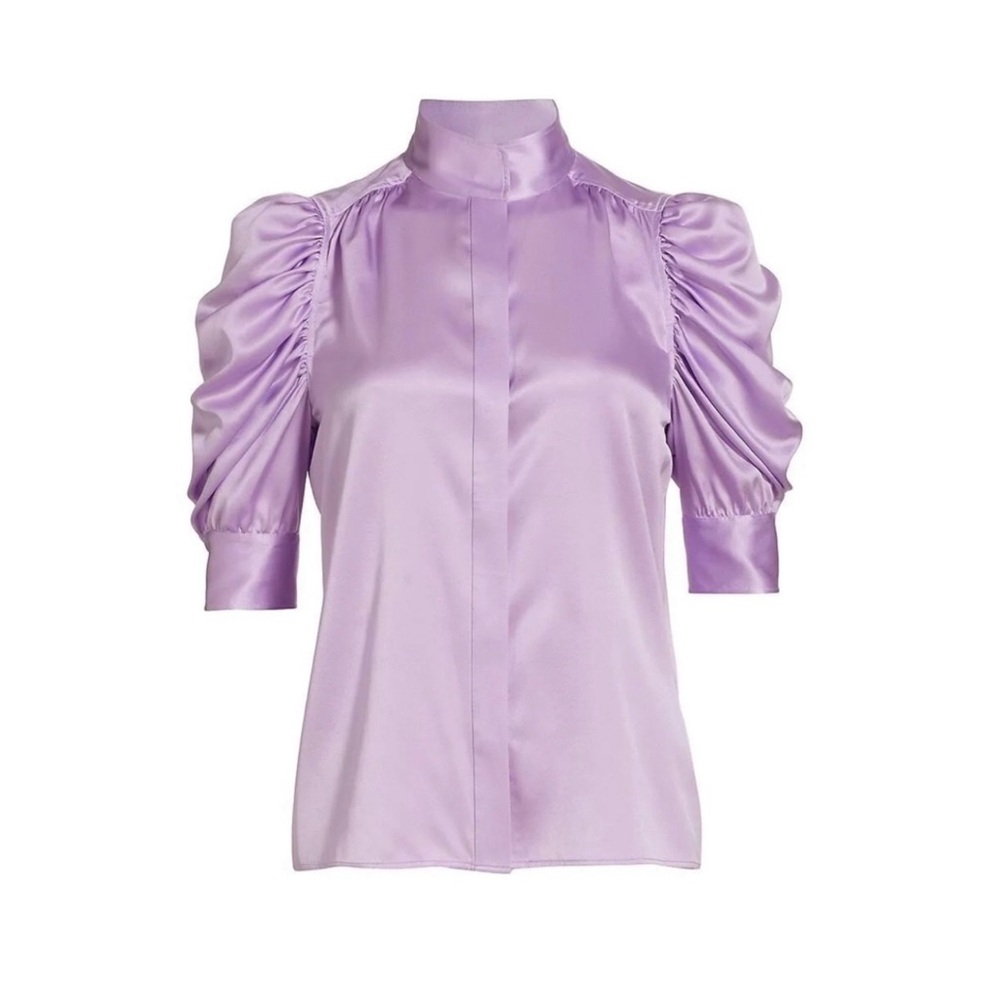 FRAME Gillian Stretch Silk Blouse in Lilac Size S - Picture 2 of 16